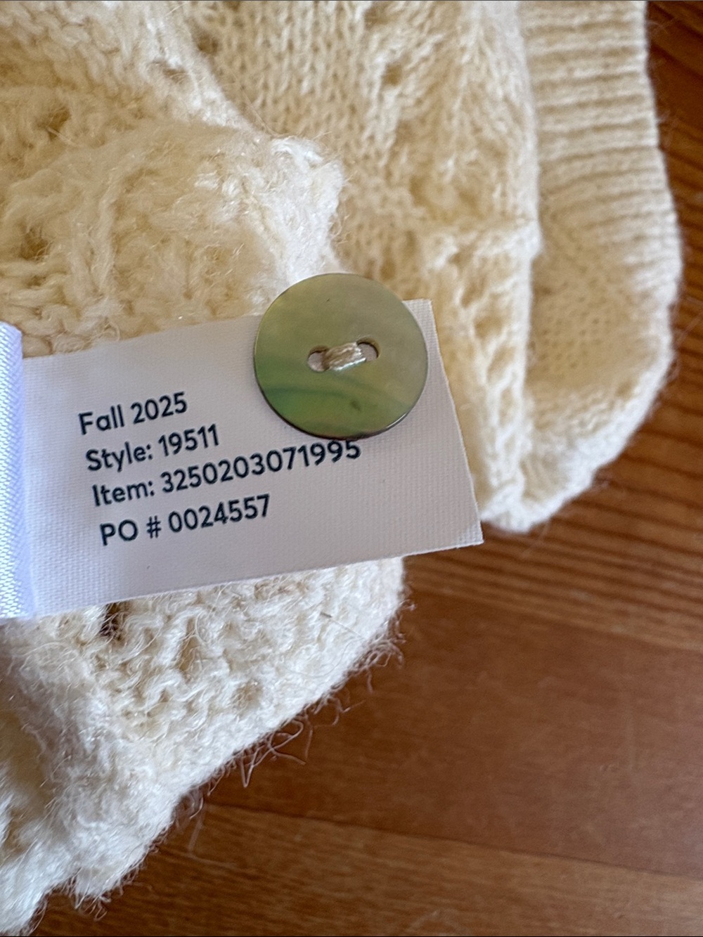 Marine Layer Rebecca Sweater Polo Fall 2025 Cream Pointelle Puff Sleeve Fuzzy XL - Picture 12 of 13